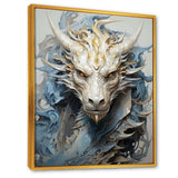 Epic Blue And Grey Dragon Odyssey III - Abstract Canvas Wall Art