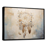 Beige And Grey Threads Of Dreams Dreamcatcher - Spiritual Canvas Wall Art