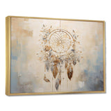 Beige And Grey Threads Of Dreams Dreamcatcher - Spiritual Canvas Wall Art