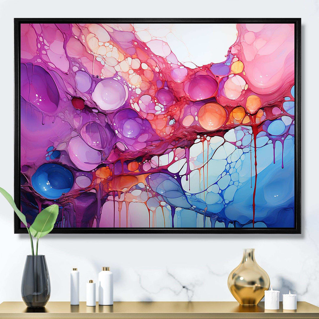 Symphony Purple And Blue Drip Painting - Abstract Canvas Wall Art