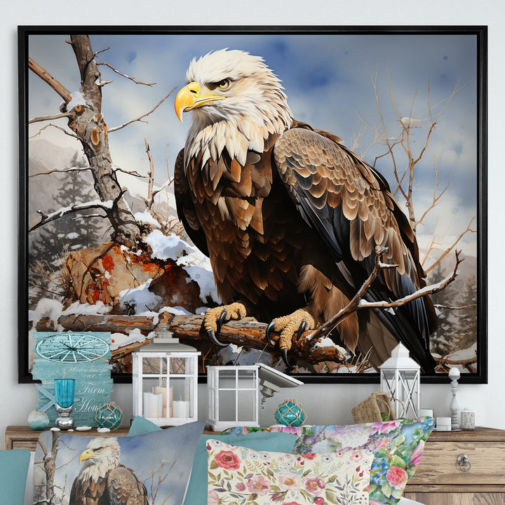 Brown Resilient Bold Eagle - Eagle Bedroom Wall Art