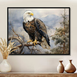 Bold Eagle Noble Perch - Animals Canvas Wall Art