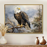 Bold Eagle Noble Perch - Animals Canvas Wall Art