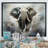 Elephant Symphony Stampede - Gray Elephant Wall Art