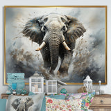 Elephant Symphony Stampede - Gray Elephant Wall Art