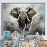Elephant Symphony Stampede - Gray Elephant Wall Art