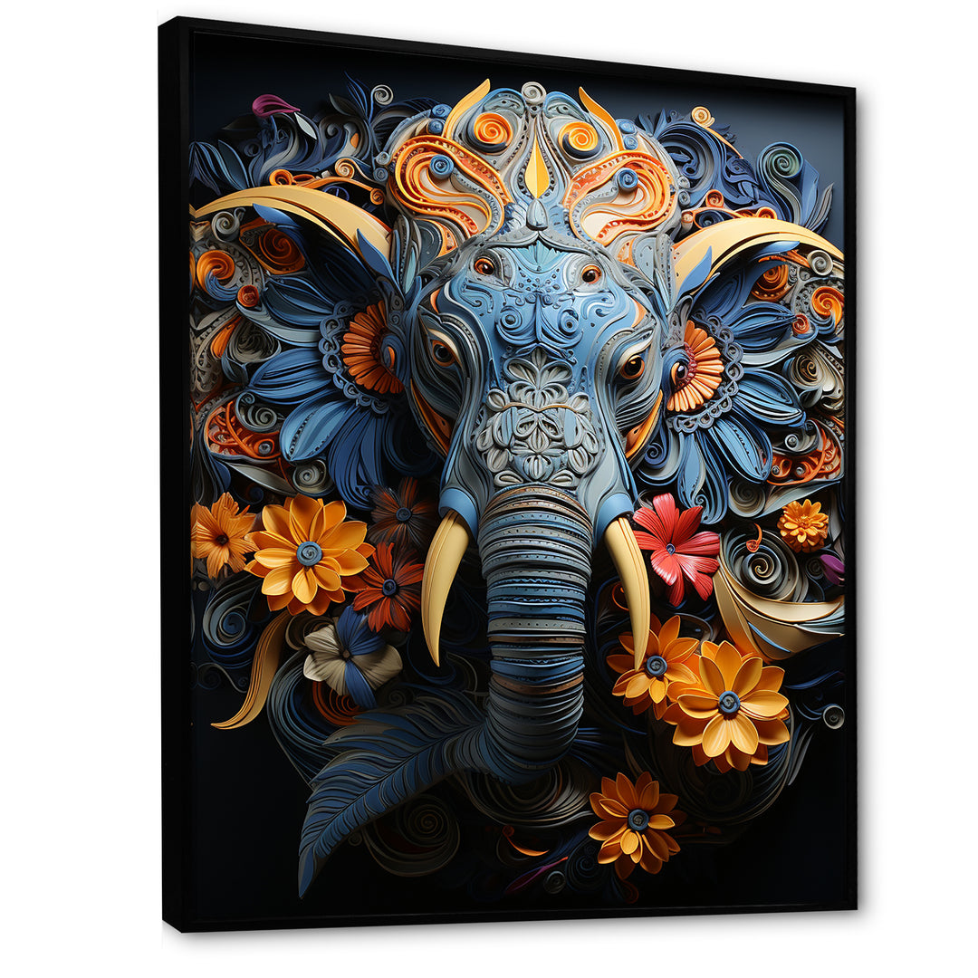 Abstract Elephant Dreamscape Portrait - Elephant Framed Canvas Art