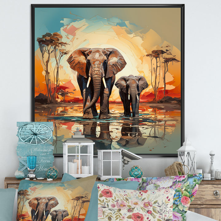 Graceful African Elephants In Motion - Elephant Home Decor Art