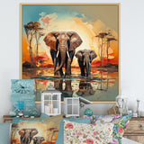 Graceful African Elephants In Motion - Elephant Home Decor Art