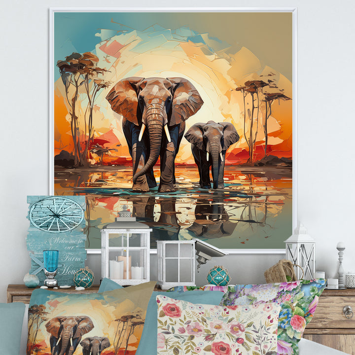 Graceful African Elephants In Motion - Elephant Home Decor Art