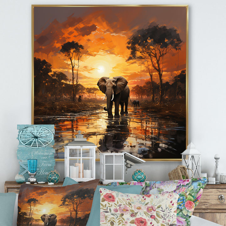 Graceful African Elephant In Motion - Elephant Wall Decor