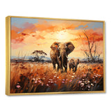 Graceful African Elephant With Calf In Motion - Elephant Wall Decor
