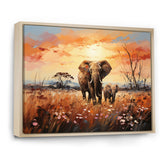 Graceful African Elephant With Calf In Motion - Elephant Wall Decor