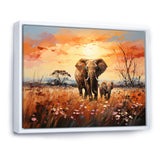 Graceful African Elephant With Calf In Motion - Elephant Wall Decor