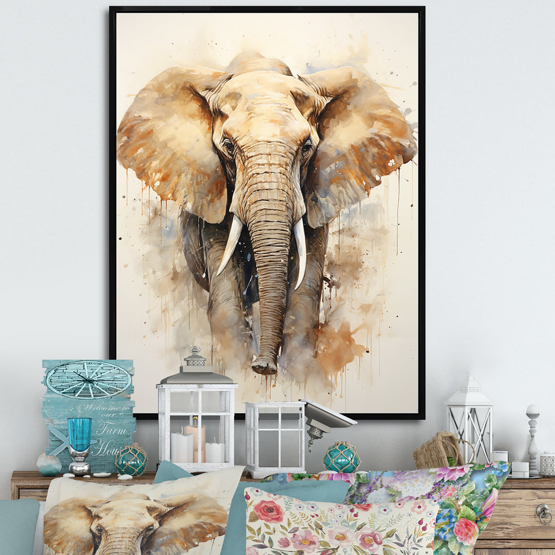 Gentle Elephant Giants - Beige Elephant Wall Art