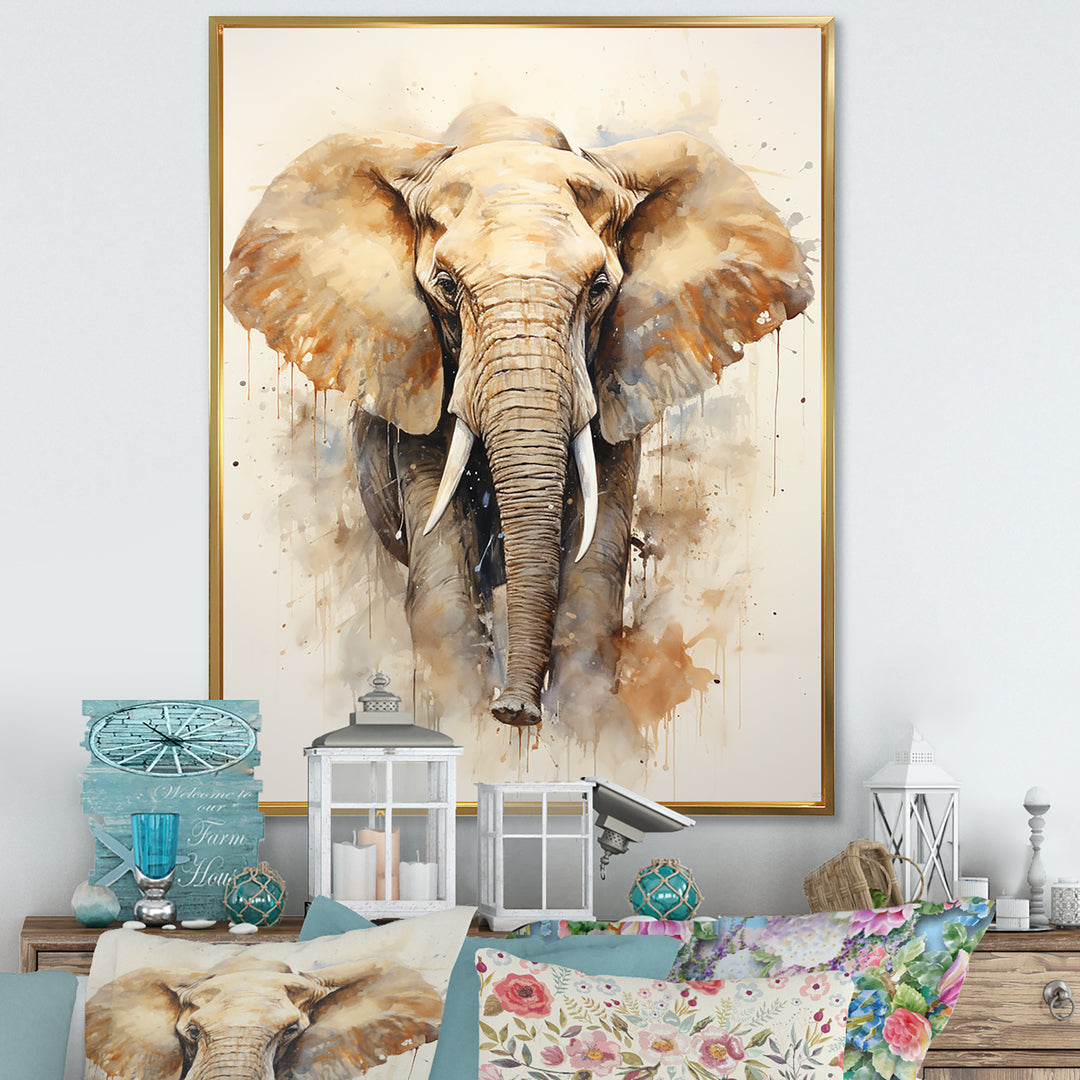 Gentle Elephant Giants - Beige Elephant Wall Art