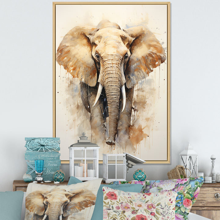 Gentle Elephant Giants - Beige Elephant Wall Art