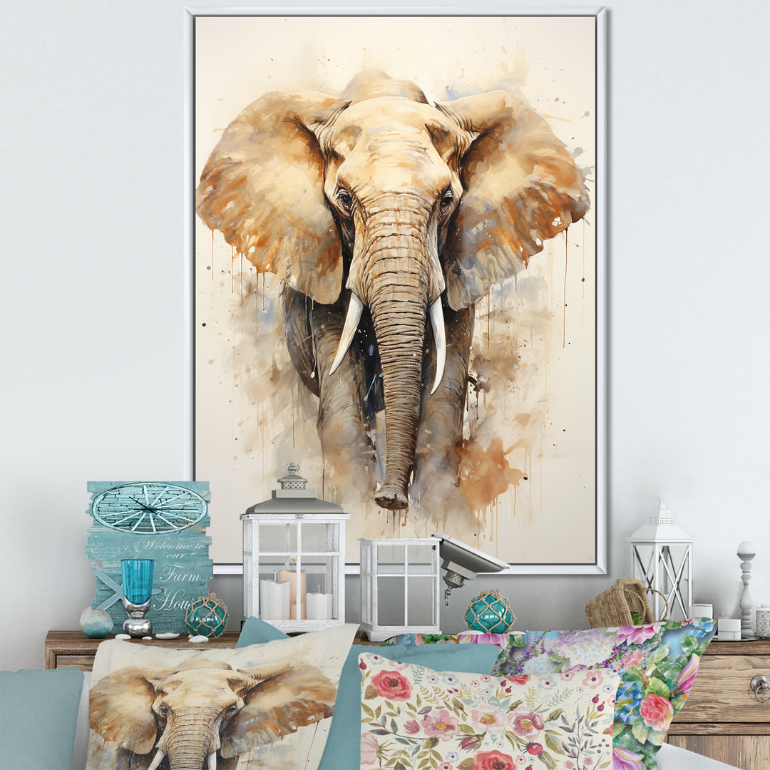 Gentle Elephant Giants - Beige Elephant Wall Art