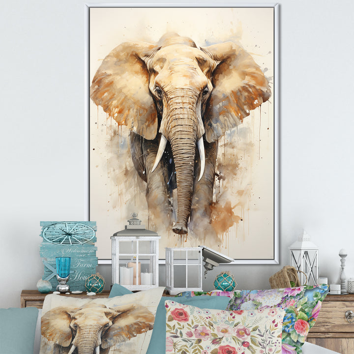 Gentle Elephant Giants - Beige Elephant Wall Art