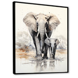 Elegant Elephant With Calf In Motion - Elephant Home Decor Art