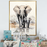 Elegant Elephant With Calf In Motion - Elephant Home Decor Art