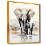 Elegant Elephant With Calf In Motion - Elephant Home Decor Art