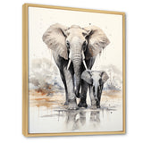 Elegant Elephant With Calf In Motion - Elephant Home Decor Art