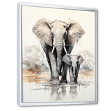 Elegant Elephant With Calf In Motion - Elephant Home Decor Art