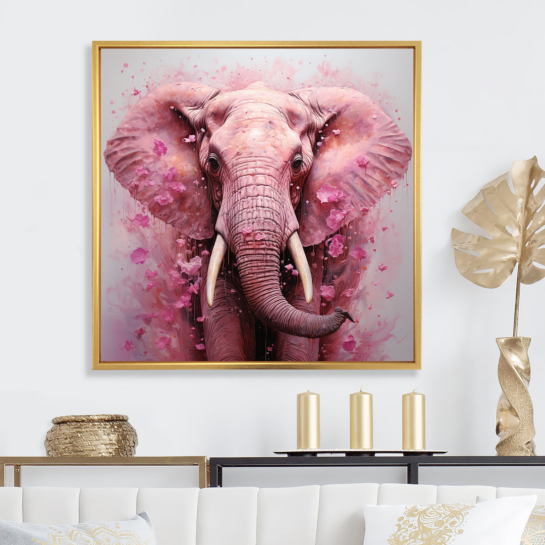 Pink Romantic Blooms Elephant - Elephant Wall Art Prints