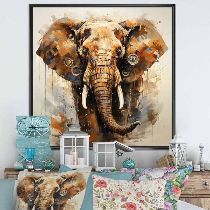 Elephant Grace In Portrait - Elephant Framed Canvas Art