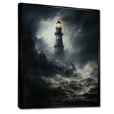 Lighthouse Battling The Stormy Waves - Architecture Canvas Wall Art