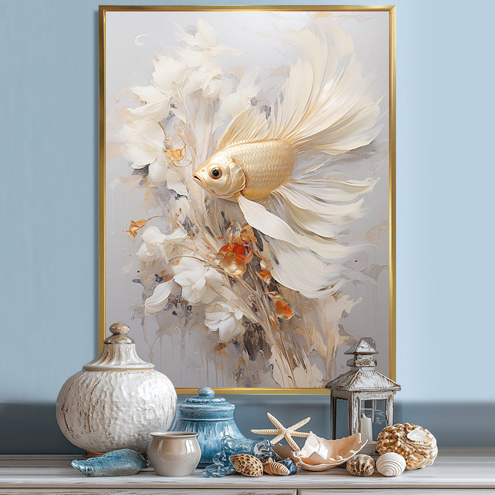 Golden Fish And Long Tails - Fish Wall Decor