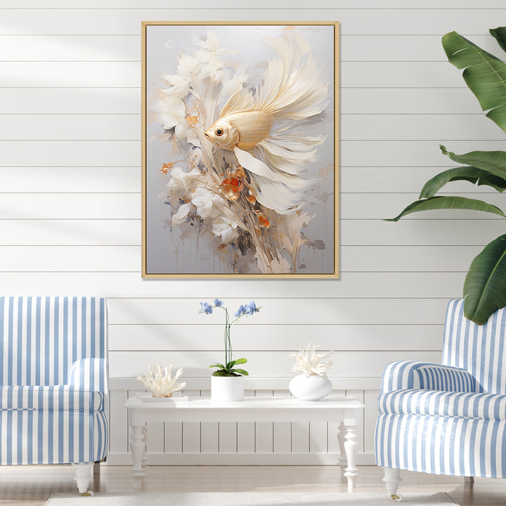 Golden Fish And Long Tails - Fish Wall Decor