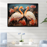 Graceful Orange Flamingo Ballet - Flamingo Large Canvas Wall Art
