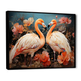Graceful Orange Flamingo Ballet - Flamingo Large Canvas Wall Art