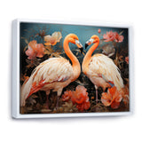 Graceful Orange Flamingo Ballet - Flamingo Large Canvas Wall Art