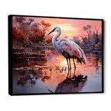White Flamingo Lake Serenity - Flamingo Living Room Wall Art