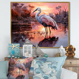 White Flamingo Lake Serenity - Flamingo Living Room Wall Art