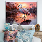 White Flamingo Lake Serenity - Flamingo Living Room Wall Art