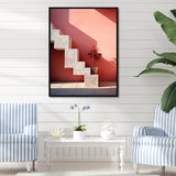 Geometric Architectural Stairway Grace - Flamingo Canvas Wall Art