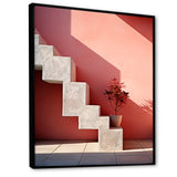 Geometric Architectural Stairway Grace - Flamingo Canvas Wall Art