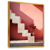 Geometric Architectural Stairway Grace - Flamingo Canvas Wall Art