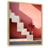 Geometric Architectural Stairway Grace - Flamingo Canvas Wall Art