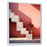 Geometric Architectural Stairway Grace - Flamingo Canvas Wall Art