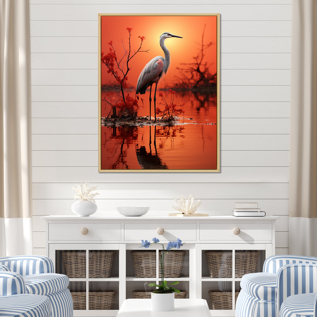 White Flamingo Elegance - Flamingo Bedroom Wall Art