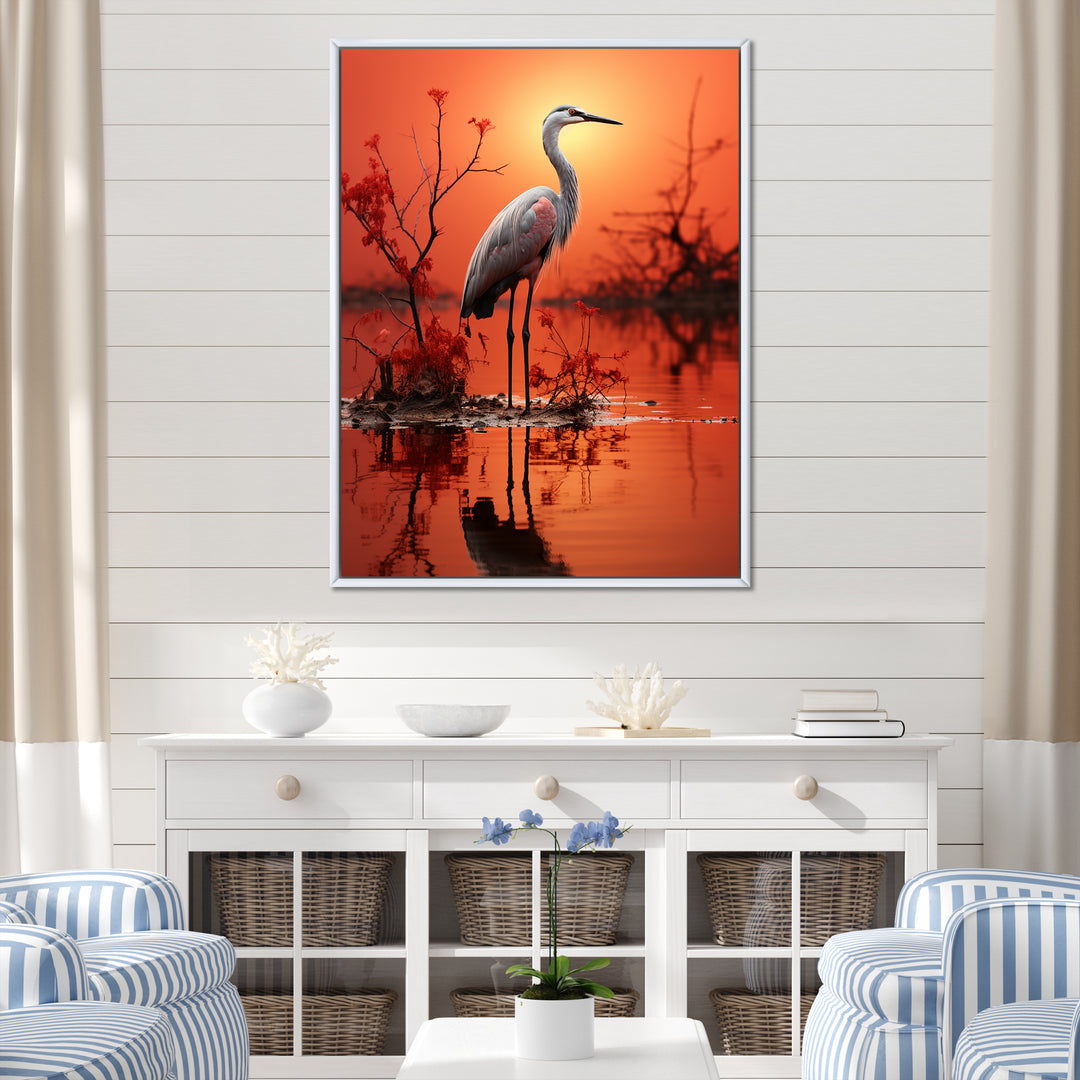 White Flamingo Elegance - Flamingo Bedroom Wall Art