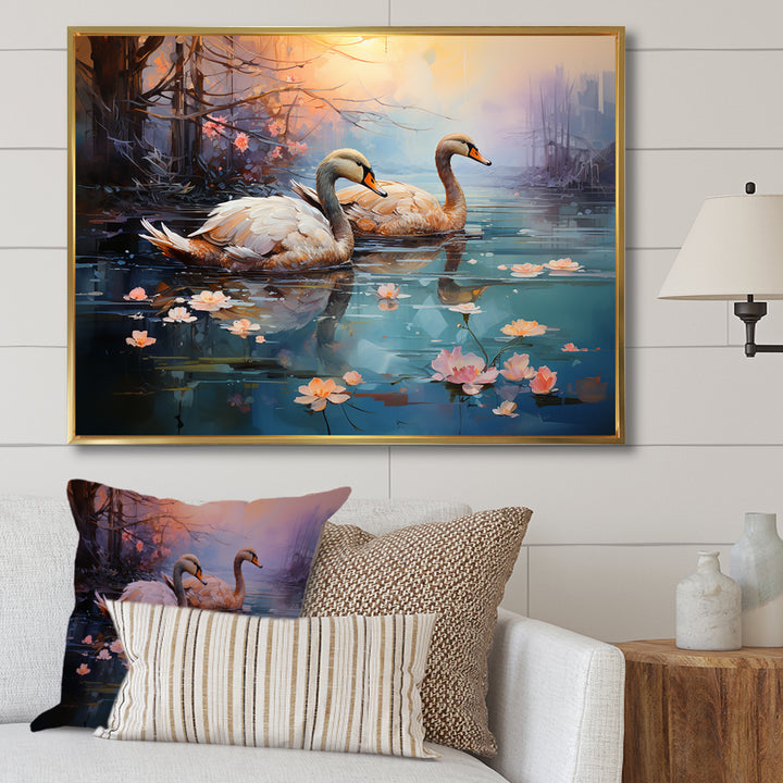 White Flamingo Twilight - Flamingo Canvas Wall Art
