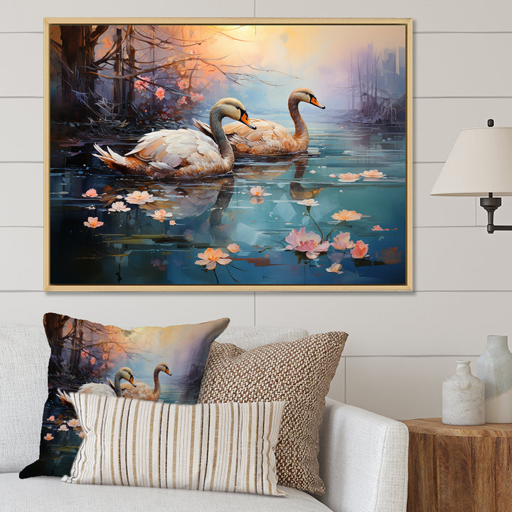 White Flamingo Twilight - Flamingo Canvas Wall Art