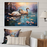 White Flamingo Twilight - Flamingo Canvas Wall Art