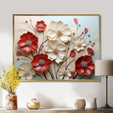 Red And White Crimson Flower S Embrace - Floral Canvas Wall Art